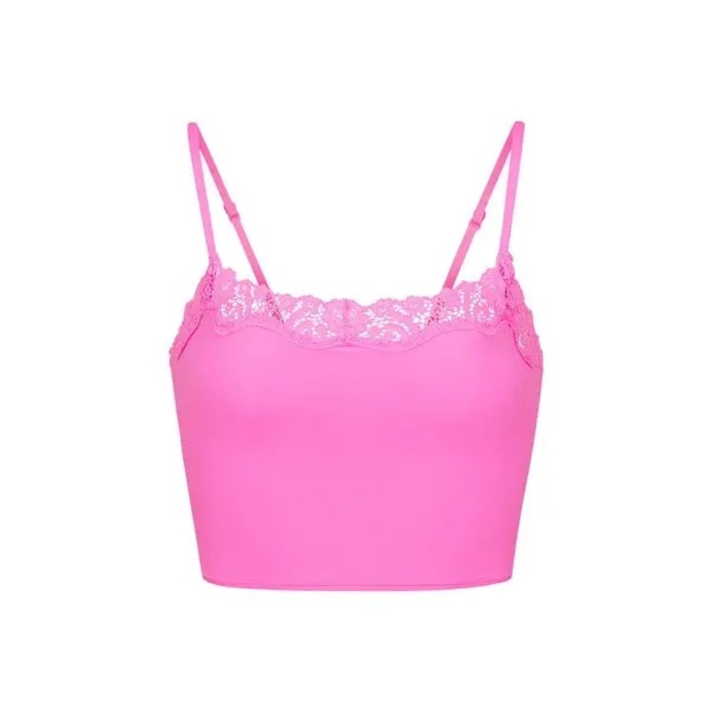NWT SKIMS Fits Everybody Corded Lace Cami - Neon Orchid Pink Size 4X